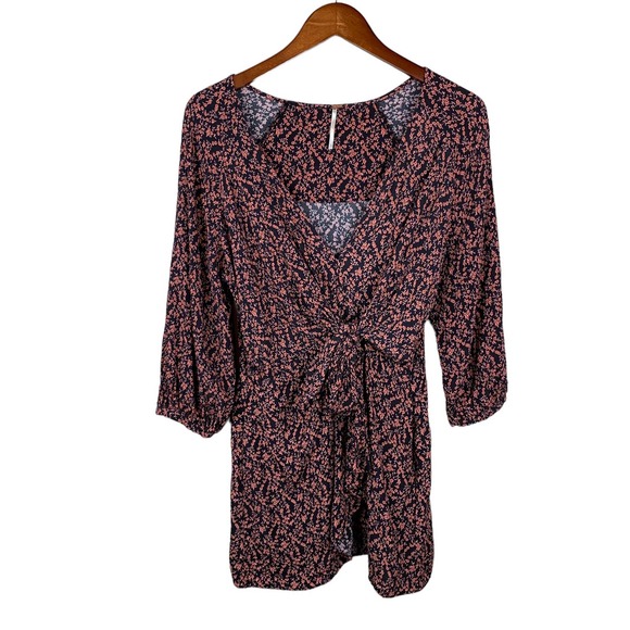 Free People Tops - Free People Clara Tunic Blouse Floral Tie Front M ~ Flaws